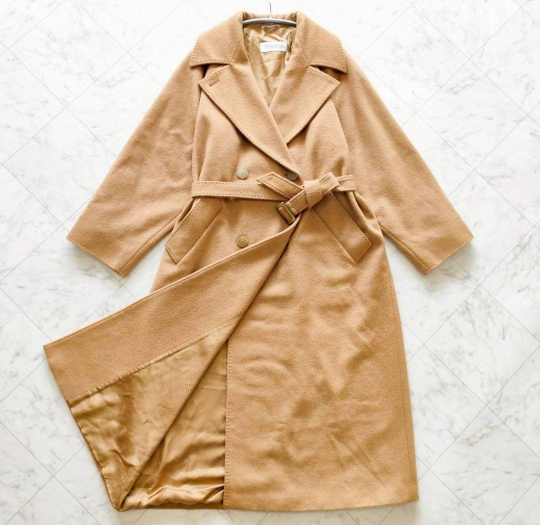 着丈121cm Max Mara キャメル100% ダブル リボン コート