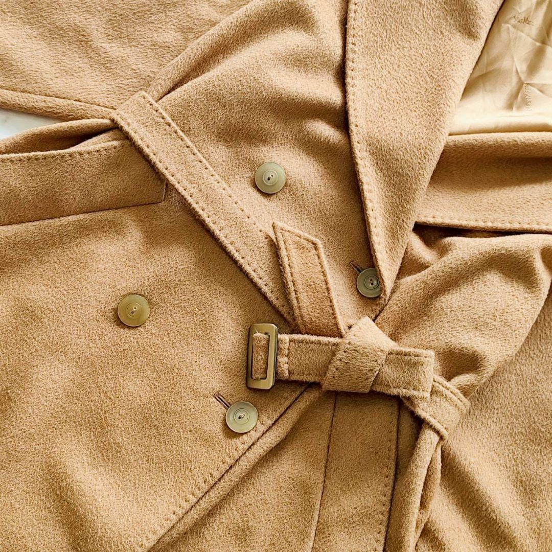 着丈121cm Max Mara キャメル100% ダブル リボン コート