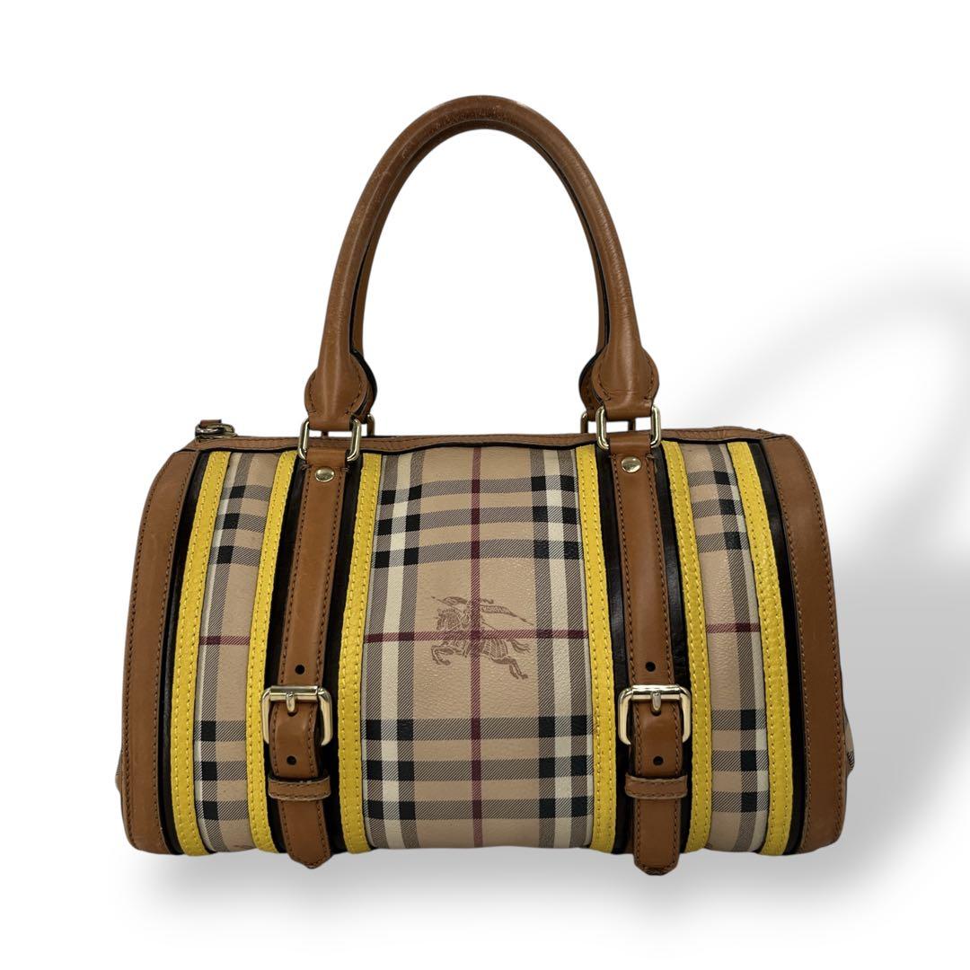 S様　バーバリー　ミニボストン　ハンドバッグ　ノバチェック　シャドーホース