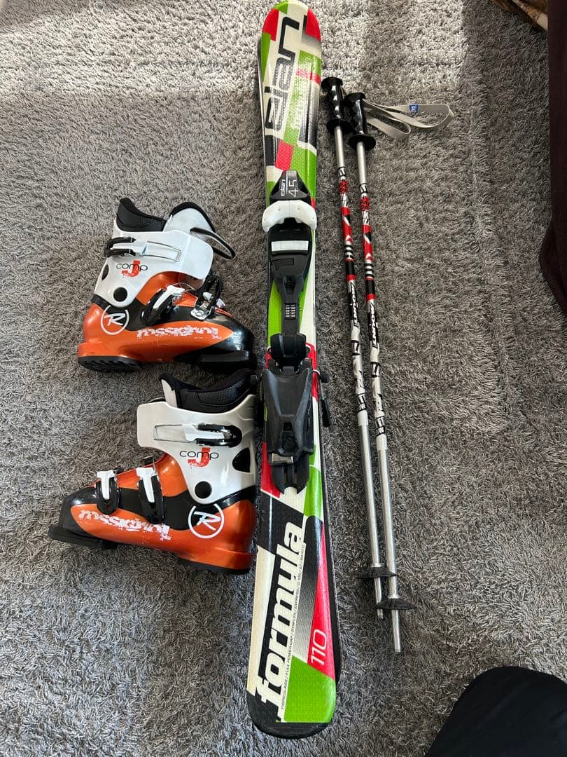 エラン 110cm スキーセット ブーツ21.5cm ストック付き