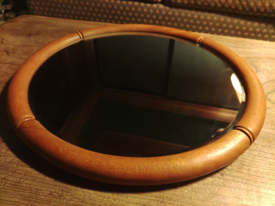 希少　美品　ウォールミラー　オーバルミラー　無垢　重厚　壁掛け　鏡　ヴィンテージ