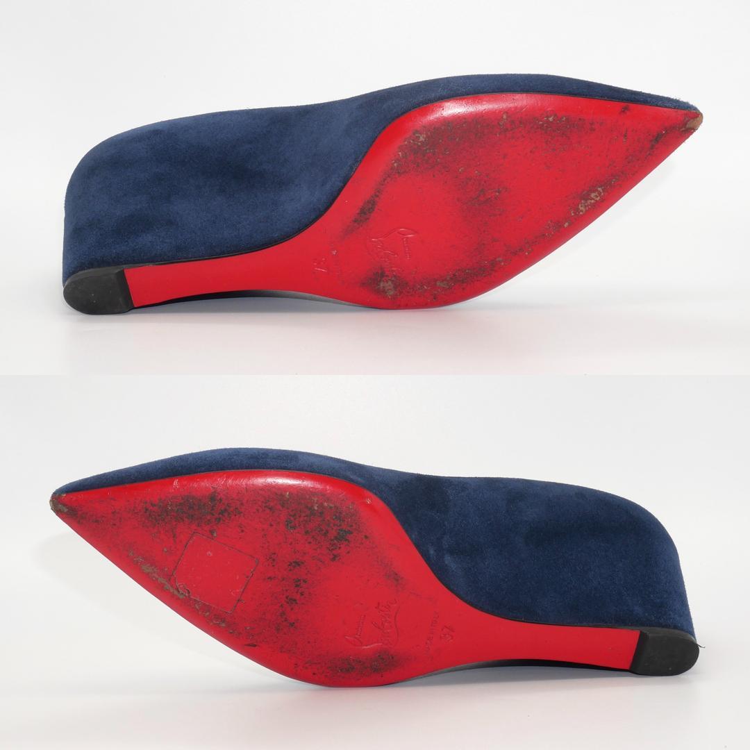 37　Christian Louboutin　ルブタン　紺　ウェッジソール