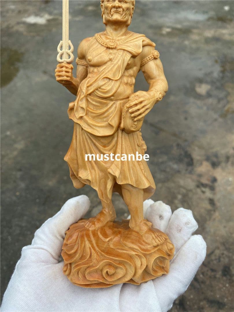 木彫仏像 仏教美術 仏師で仕上げ品 不動明王 一刀彫り 仏像立像