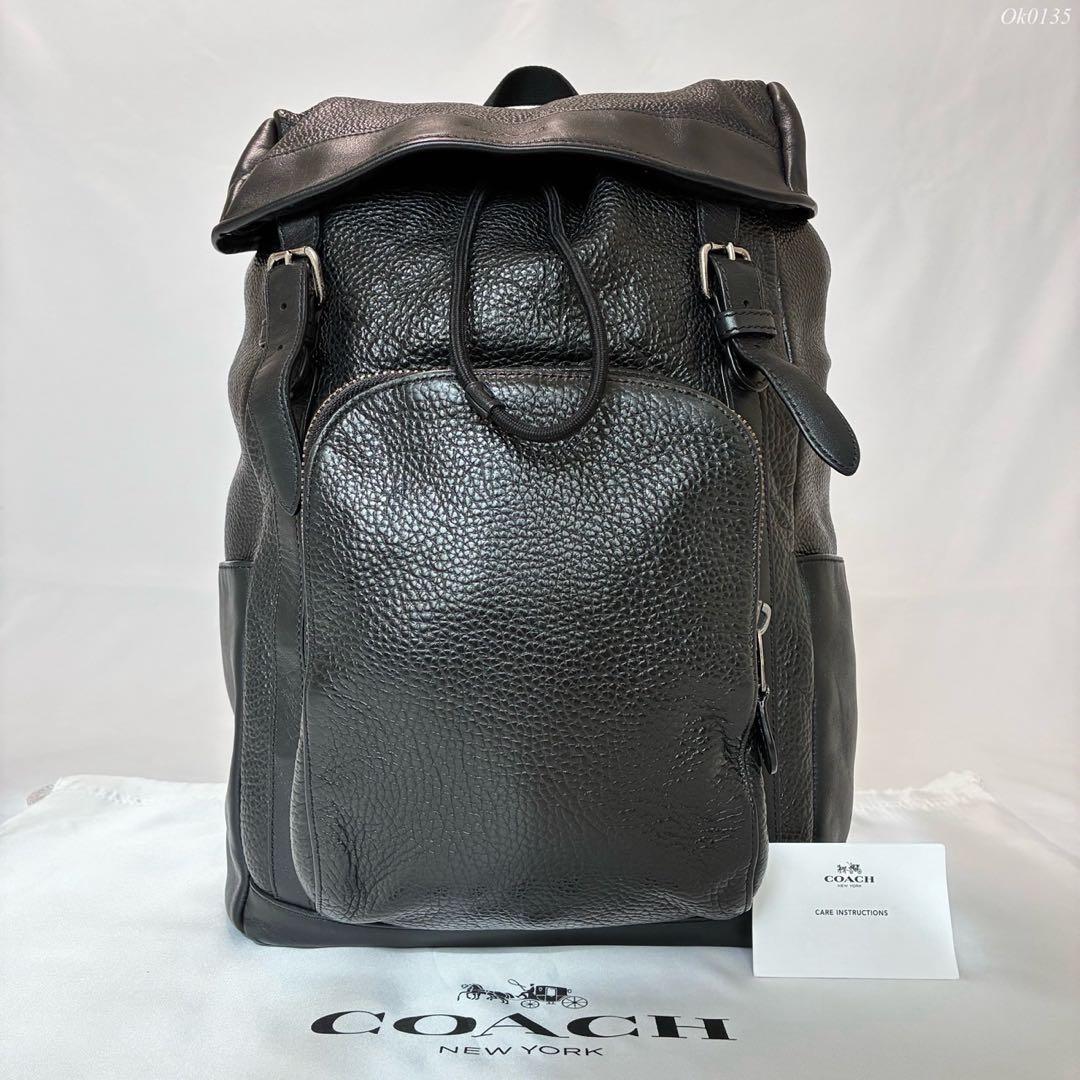 【美品/カード付】コーチ F72311 ペブル ヘンリー リュックサック レザー