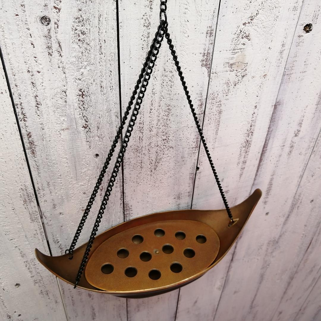 金谷浄雲 唐銅 吊船花入 共箱入り 華道具 茶道具 銅製 煎茶道具 花生け 花器