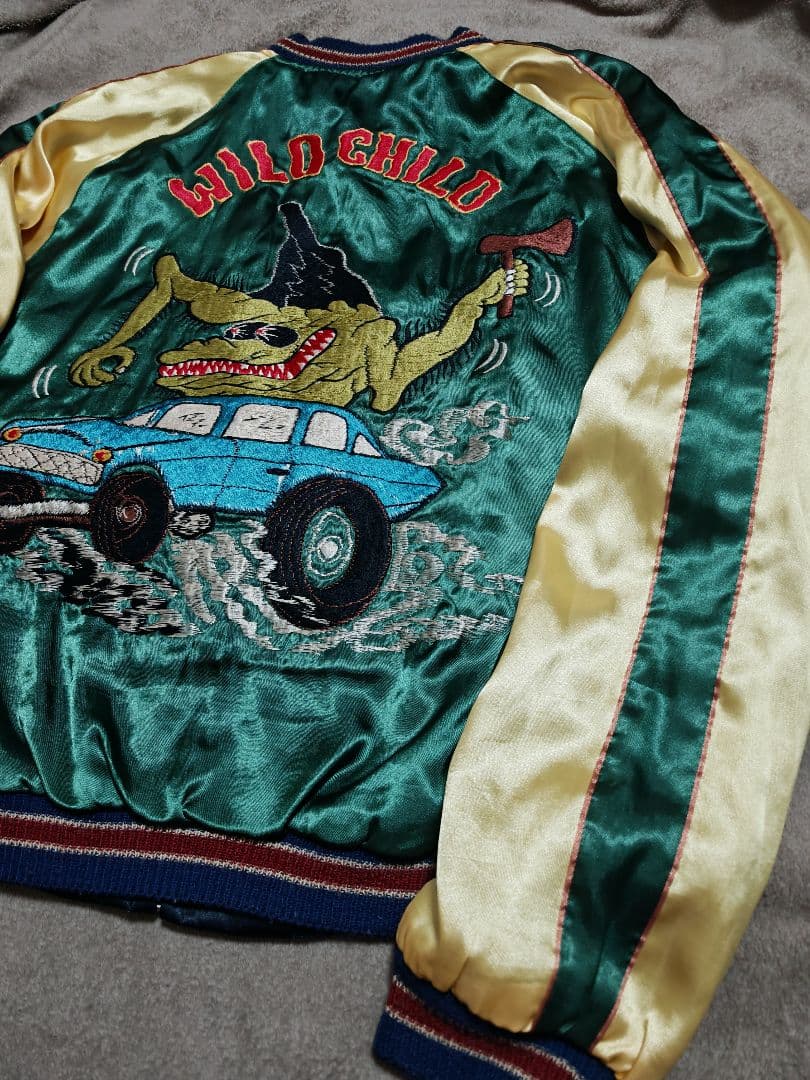 テーラー東洋２面用 龍スカル ワシ 日本限定 スカジャン vintage　サテン