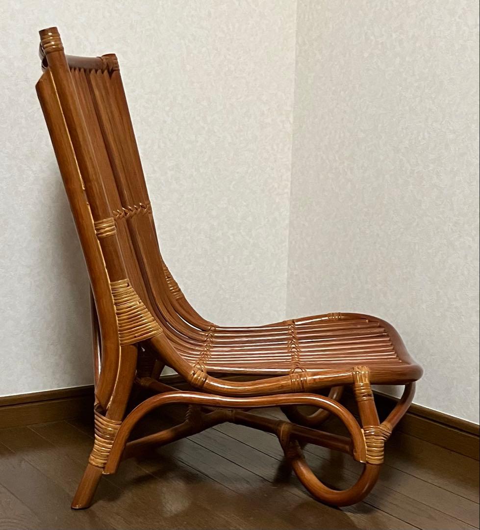ラタン椅子 美品 ヴィンテージ (中古) 籐家具 和モダン 昭和 美しい曲線美