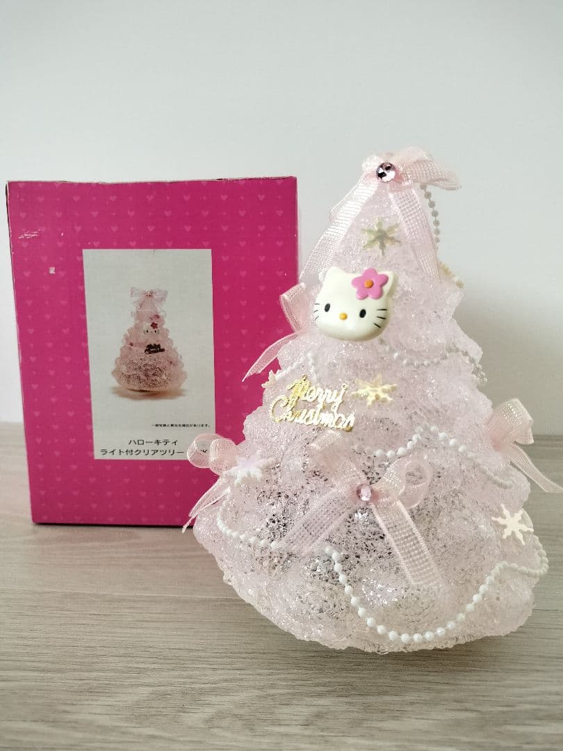 サンリオ ハローキティライト付きクリスマス クリアツリー ピンク オルゴール付き