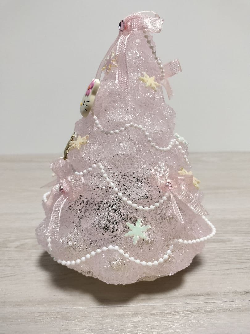 サンリオ ハローキティライト付きクリスマス クリアツリー ピンク オルゴール付き