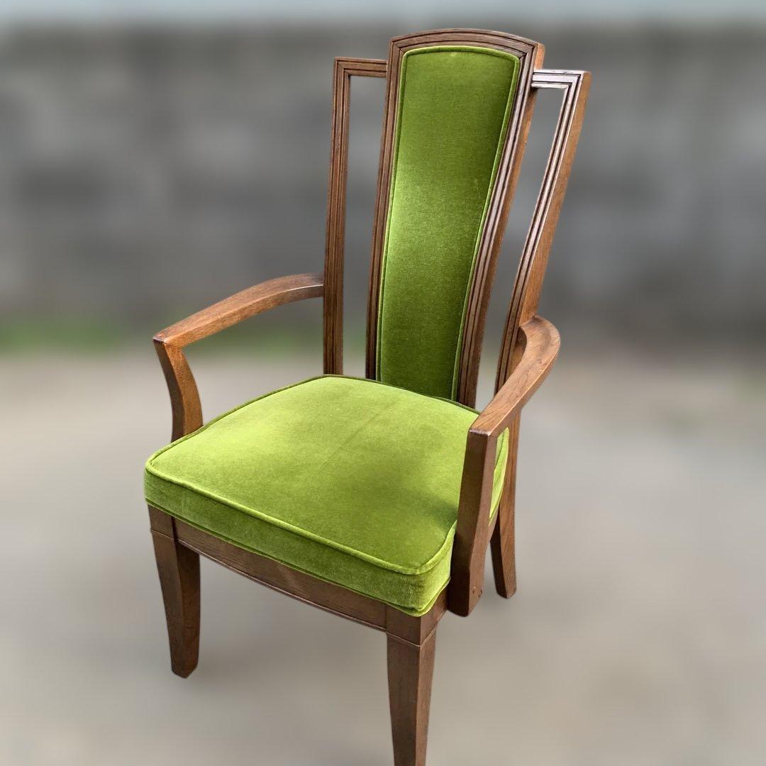 柏木工 アームチェア グリーンモケット KASHIWA ヴィンテージ家具