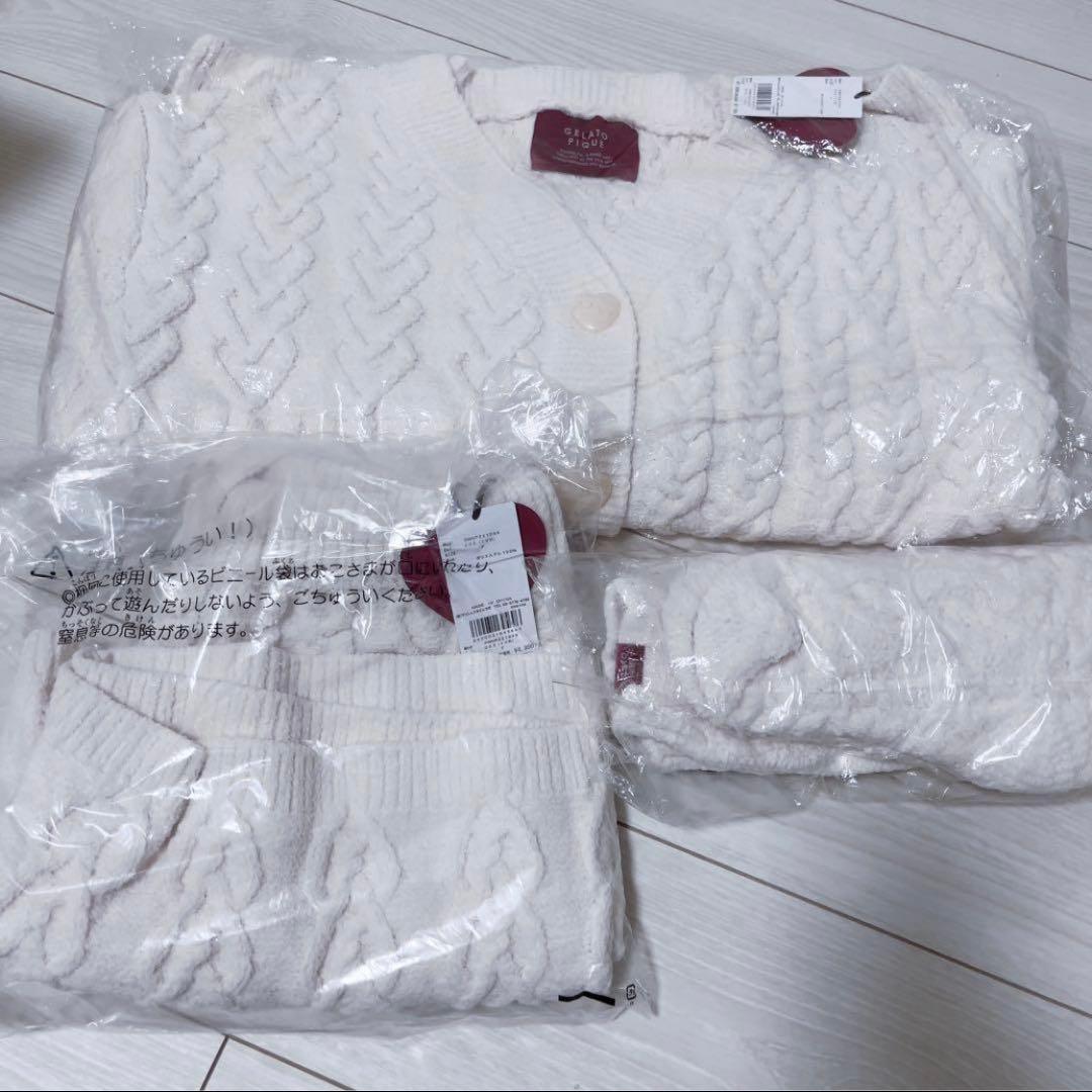 【タグ付き未使用】ジェラートピケ　スフレハートアラン　オフホワイト　3点セット