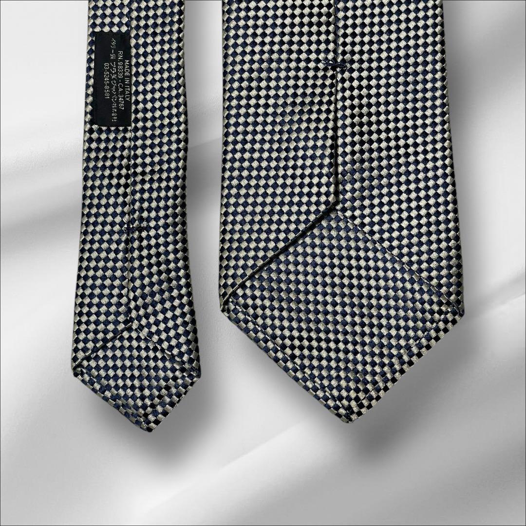 【超美品】プラダ 総柄 マイクロチェック ソリッド調 ネイビー ホワイト 白黒