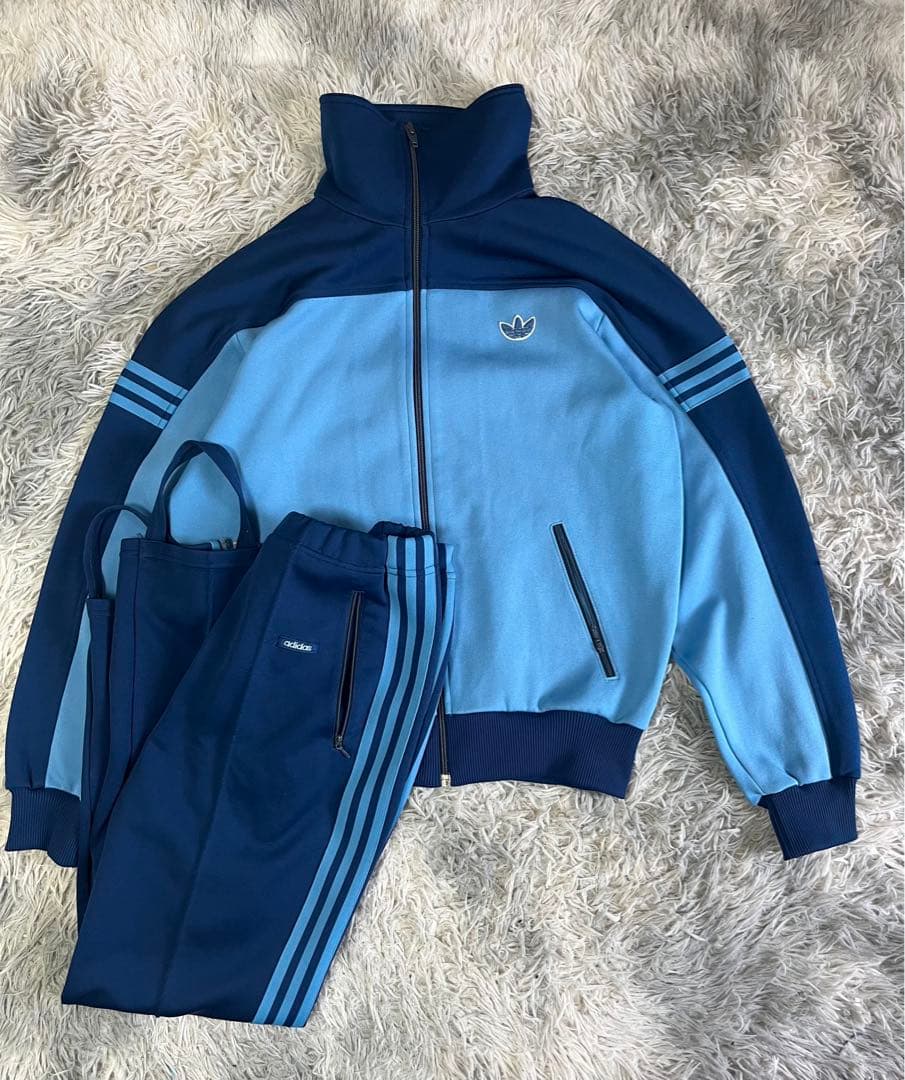 【希少】adidas アディダス ジャージ 上下セット デサント製 西ドイツ 3