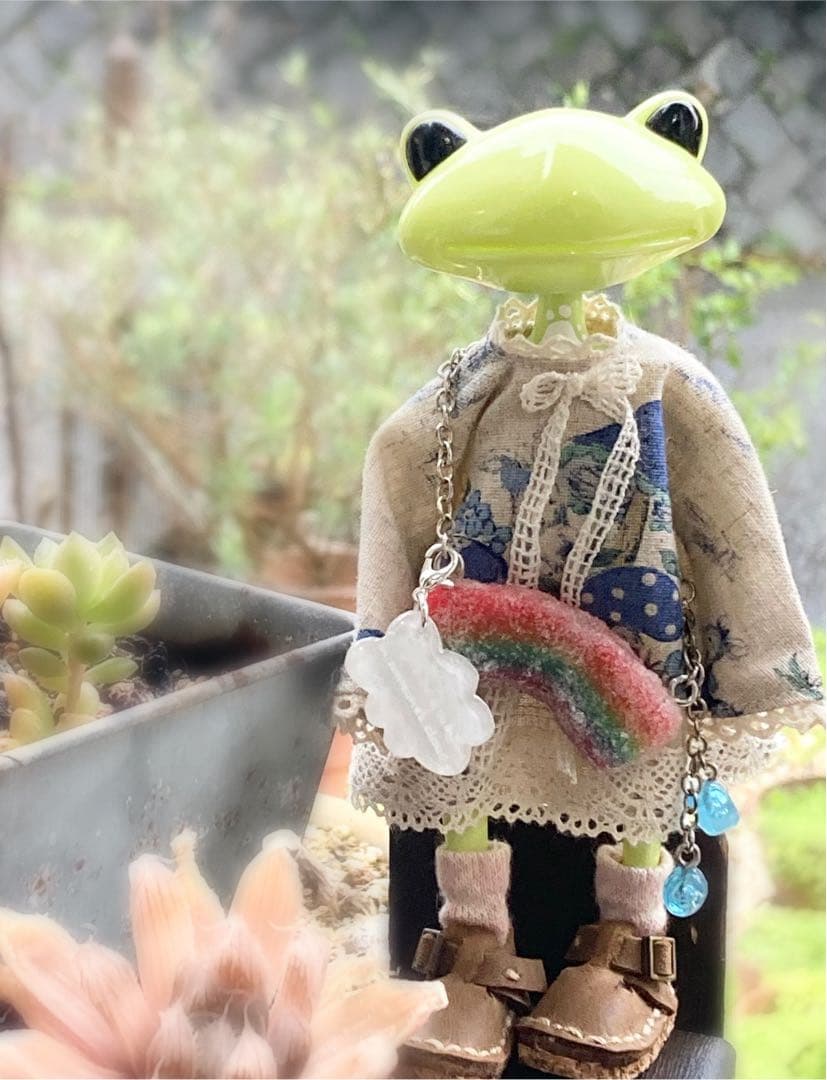 虹のグミと雨粒ドロップのショルダー　大① ハンドメイド