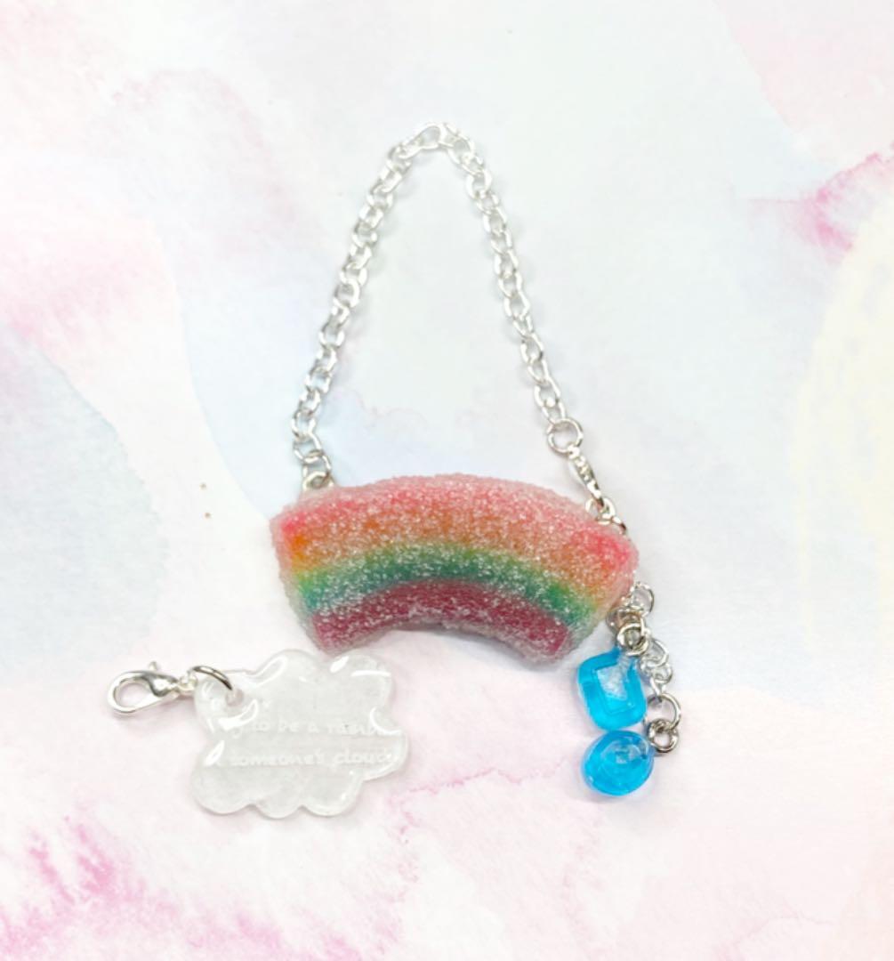 虹のグミと雨粒ドロップのショルダー　大① ハンドメイド
