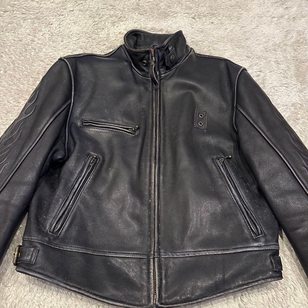 ハーレーダビッドソン　レザー　ジャケット　メンズ　サイズM エンボス　ファイアー
