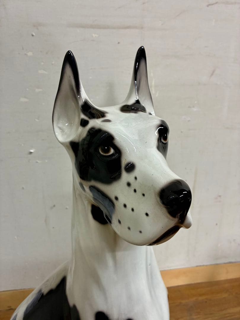 管400☆イタリア製☆陶器☆グレートデン ハーレクイン柄 ☆オブジェ