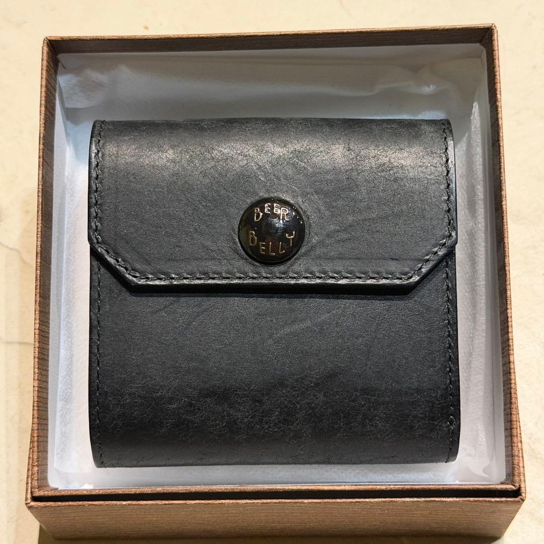 【未使用】BEER BELLY ビアベリー　黒レザーコンパクトウォレット