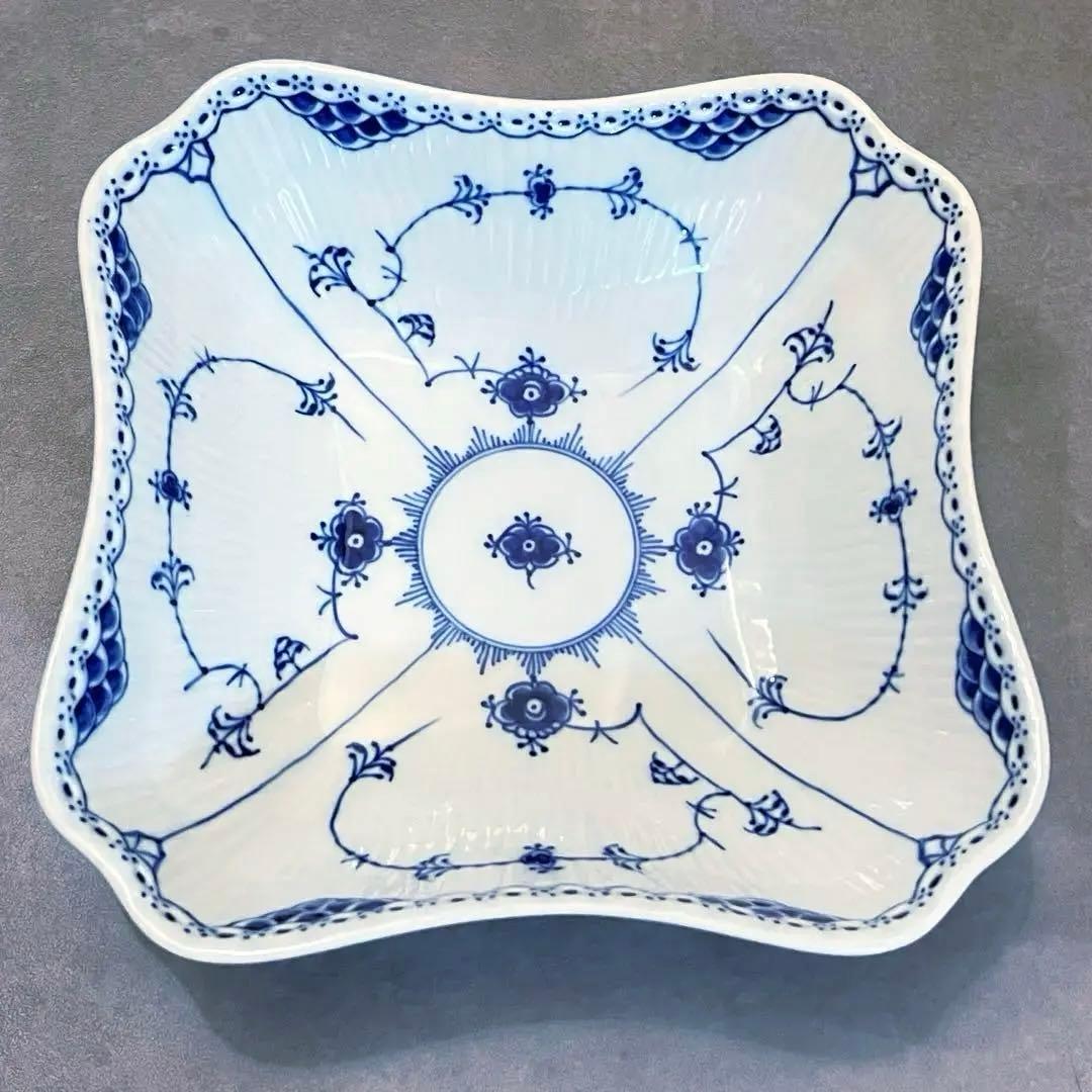 ロイヤルコペンハーゲン ブルーフルーテッド ハーフレース スクエア ボウル