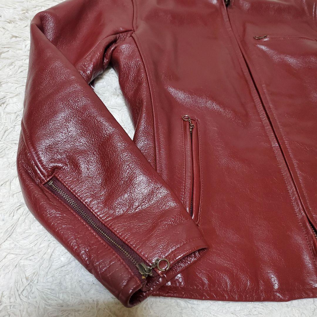 極美品 AVIREX シングルライダース レザージャケット L ボルドー メンズ