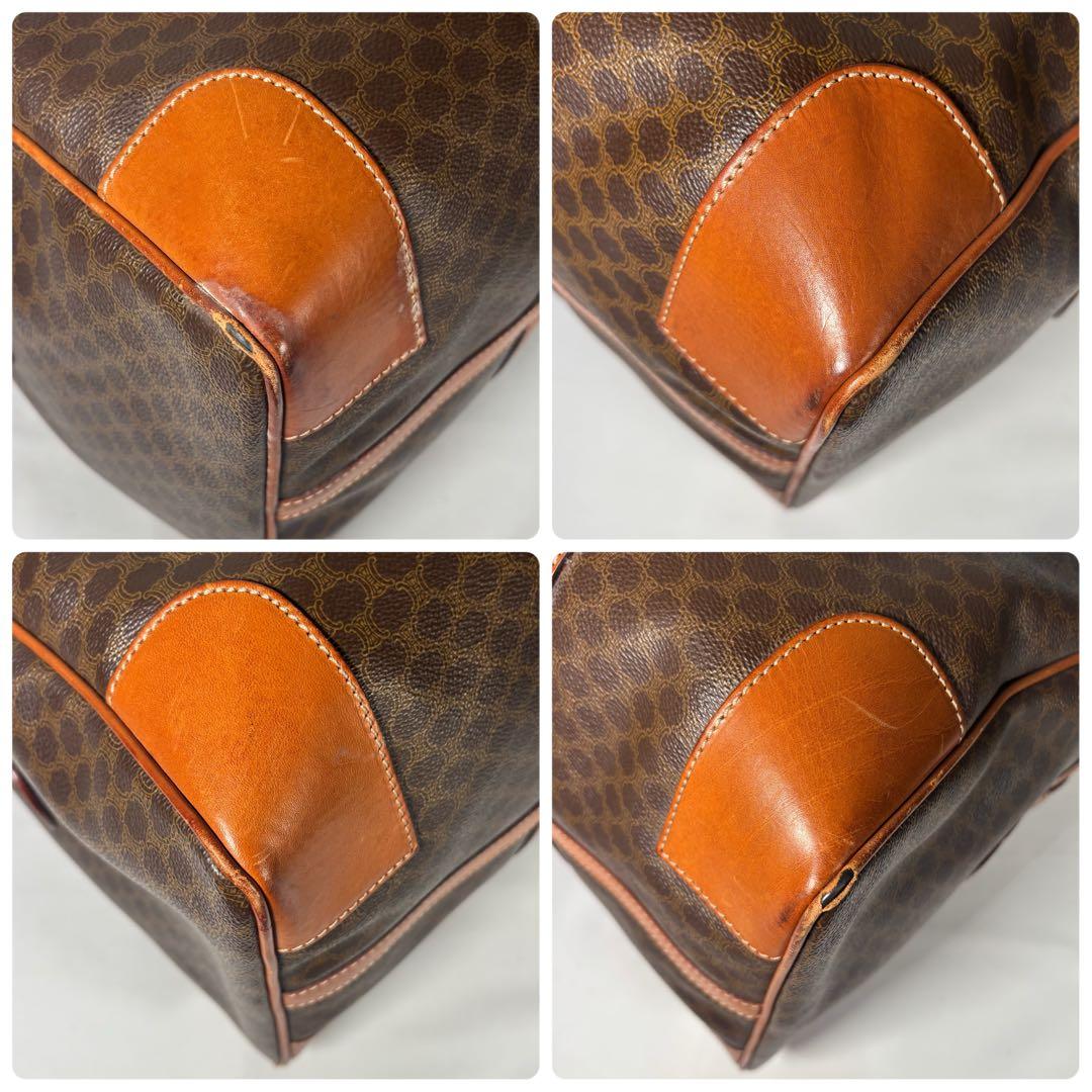 セリーヌ ボストンバッグ 大容量 ヴィンテージ マカダム トリオンフ ブラウン