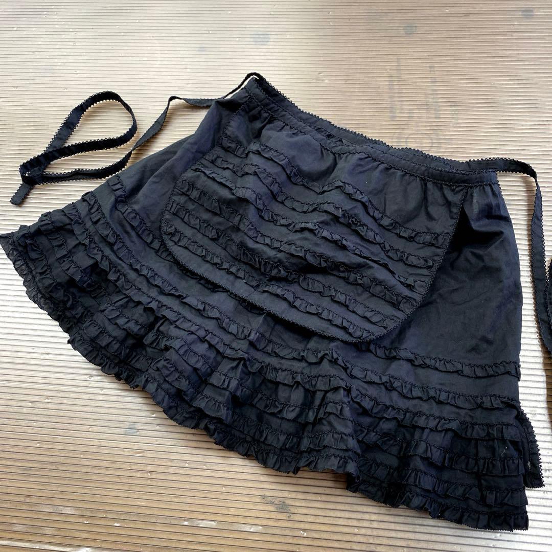 <美品>ピンクハウス ローンエプロン ダブリエ フリル 綿ローン