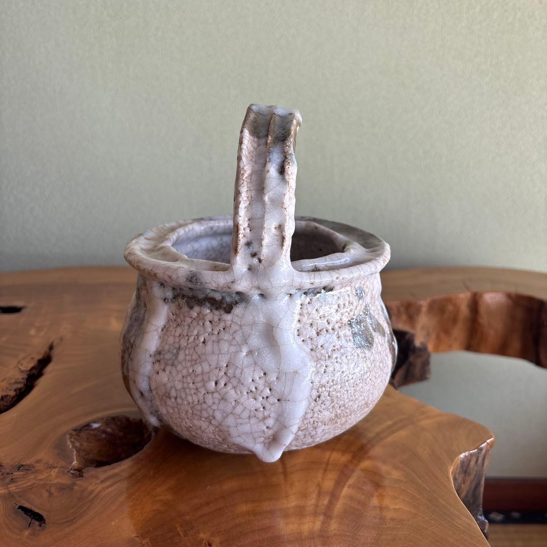 志野焼 手付花入 小崎一陽造 陶芸 共箱