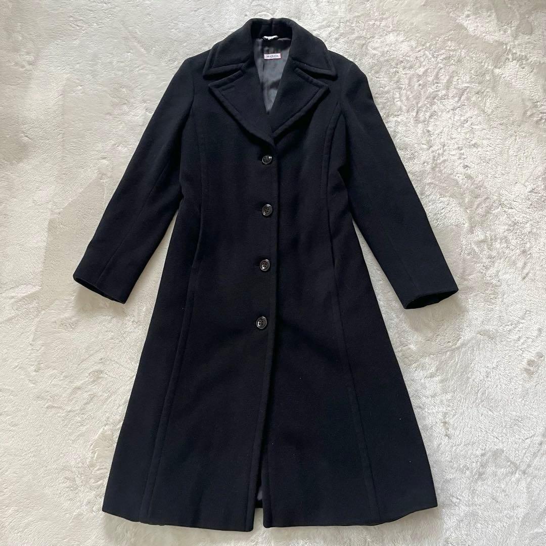 希少42✨マックスマーラMAX＆Co.アンゴラ女優襟ロングコート黒マニュエラXL