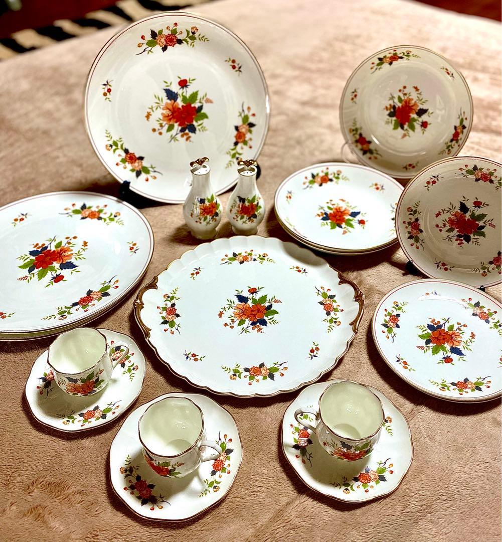 ナルミ　ミカサ　大皿　レトロ　カップアンドソーサー　セット　花柄