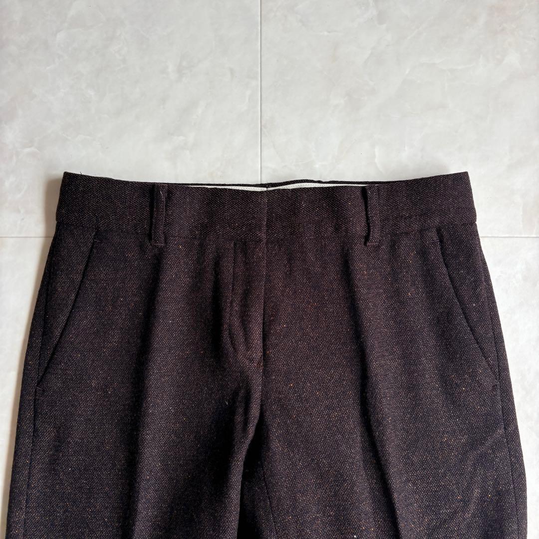 Theoryツイード調 テーラード フレアパンツスーツ セットアップ 茶 2