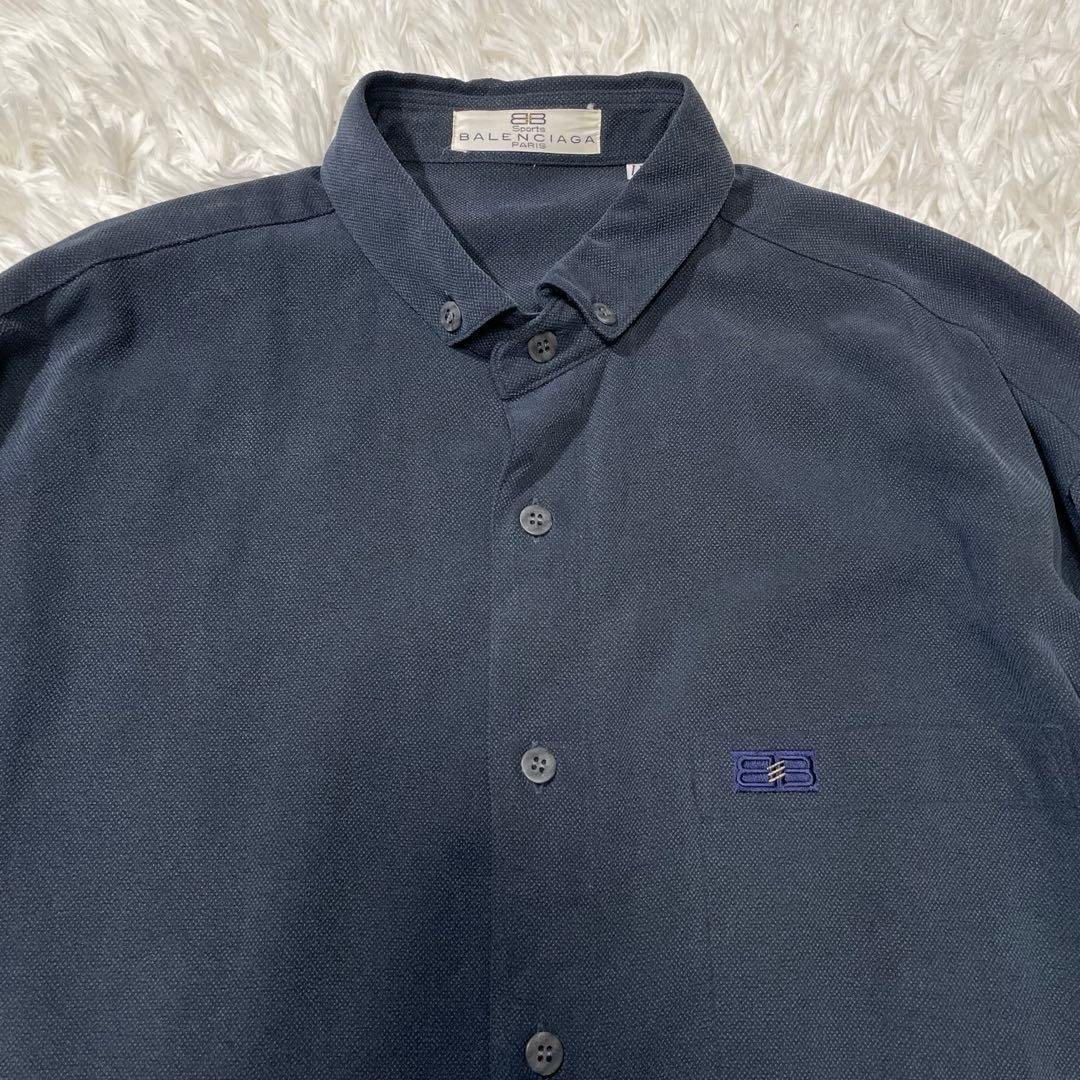 美品　バレンシアガ　スポーツ　長袖　シャツ　ネイビー　大きいサイズ　ビンテージ