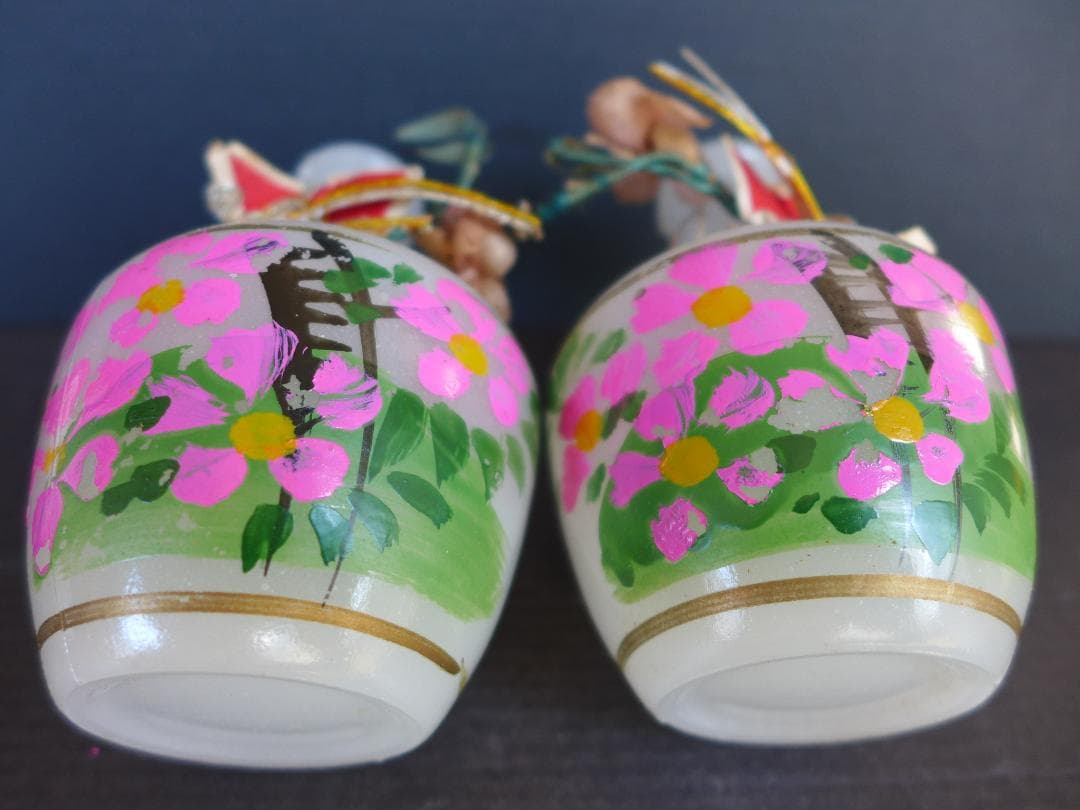 レア　時代物　戦前　御雛様道具　白酒入れ徳利　乳白ガラス　2点一対　箱付　レトロ