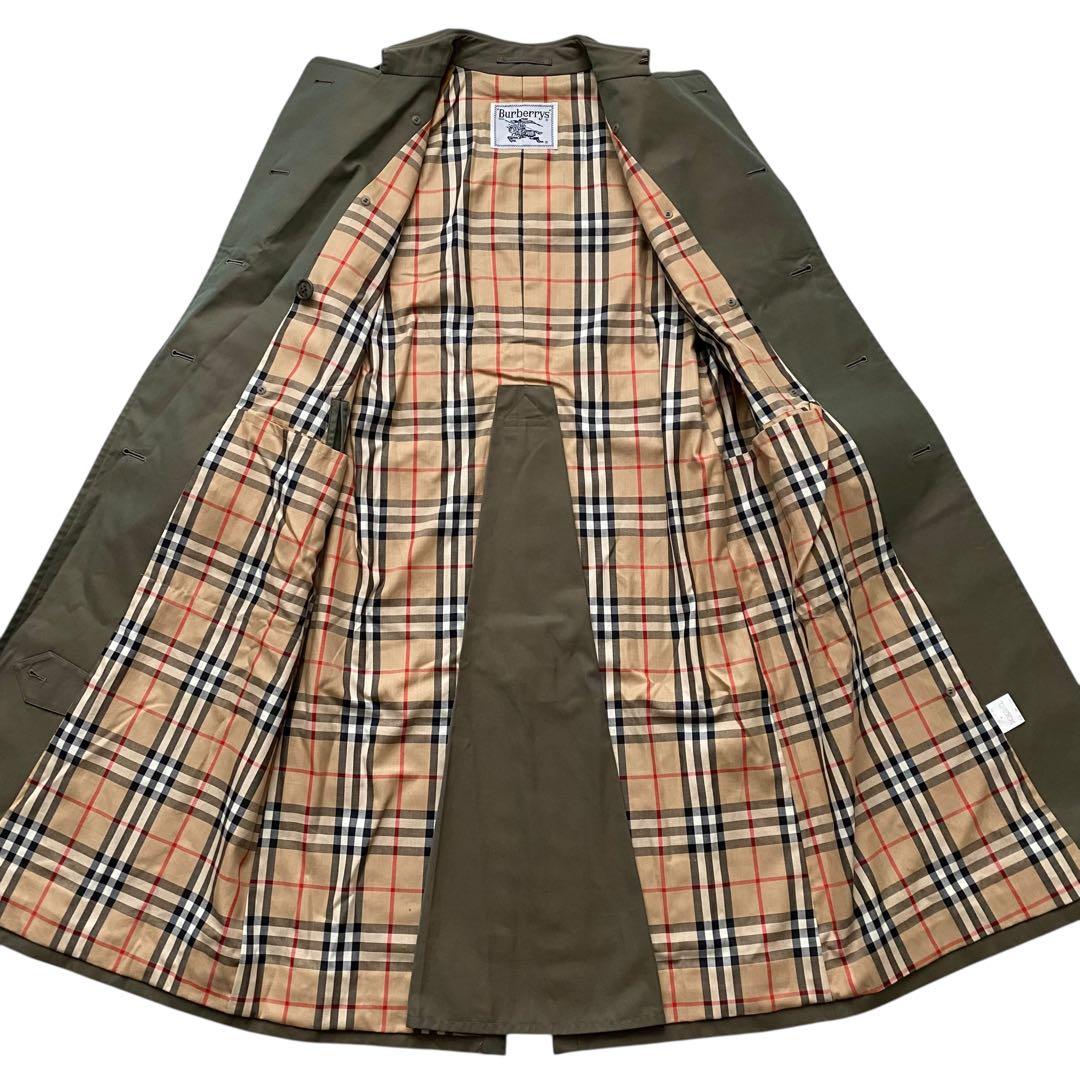 【美品】 バーバリー トレンチコート ノバチェック ダブル カーキ ベルト付き