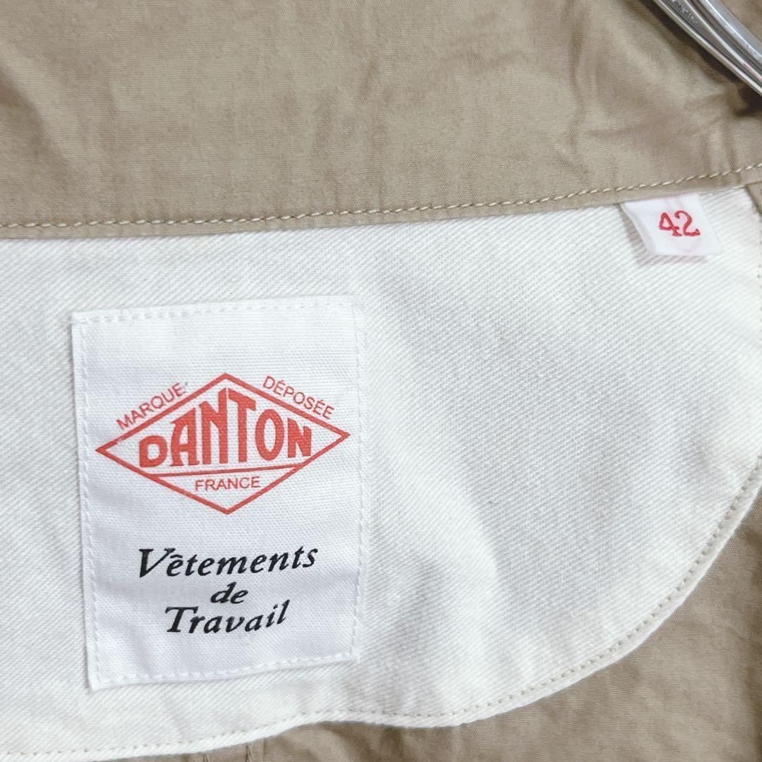 美品『ダントン』丸襟シャツジャケット ベージュ コットン 手洗可 42 ボーイズ