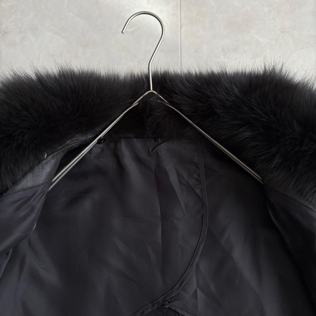 90s vintage ARTISAN 羊革 フォックスロングコート 黒 11号