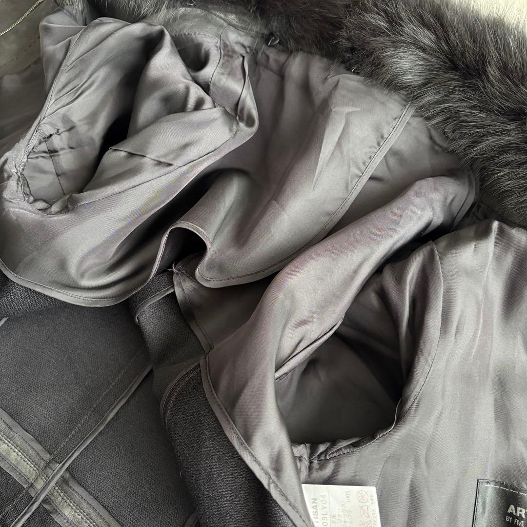 90s vintage ARTISAN 羊革 フォックスロングコート 黒 11号