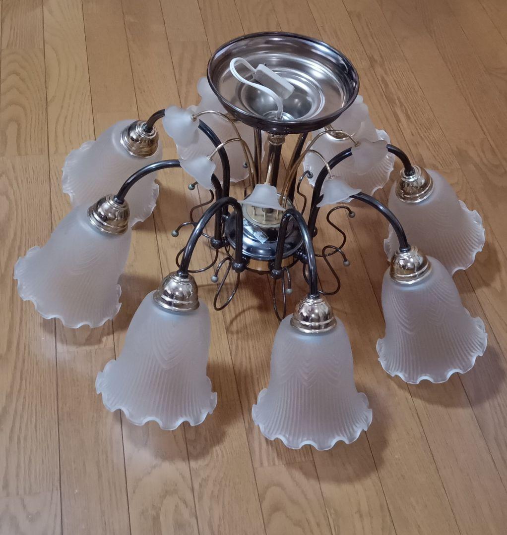 90年代 ナショナル 8灯シャンデリア 約70cm 17口金 ※電球なし