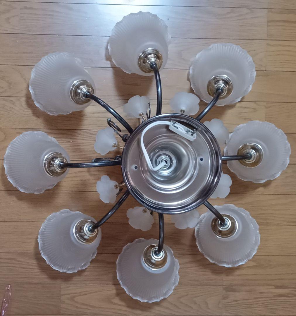 90年代 ナショナル 8灯シャンデリア 約70cm 17口金 ※電球なし