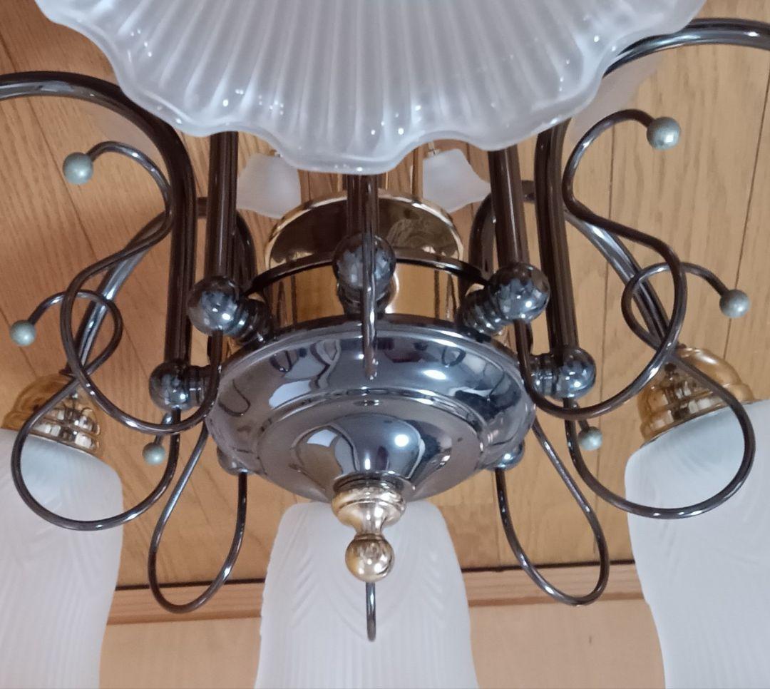 90年代 ナショナル 8灯シャンデリア 約70cm 17口金 ※電球なし