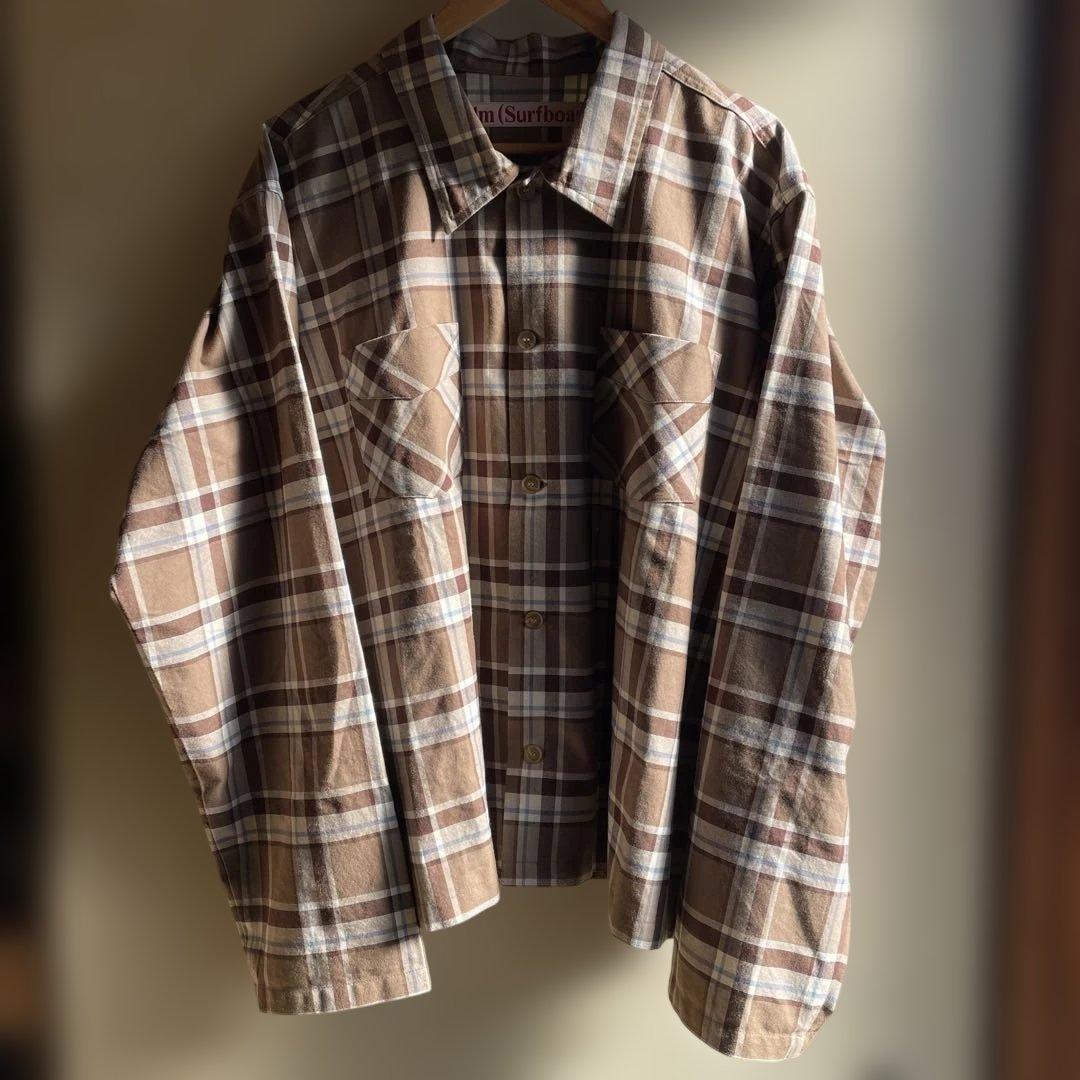 stockholm surfboard club チェックシャツ　ベージュ　L