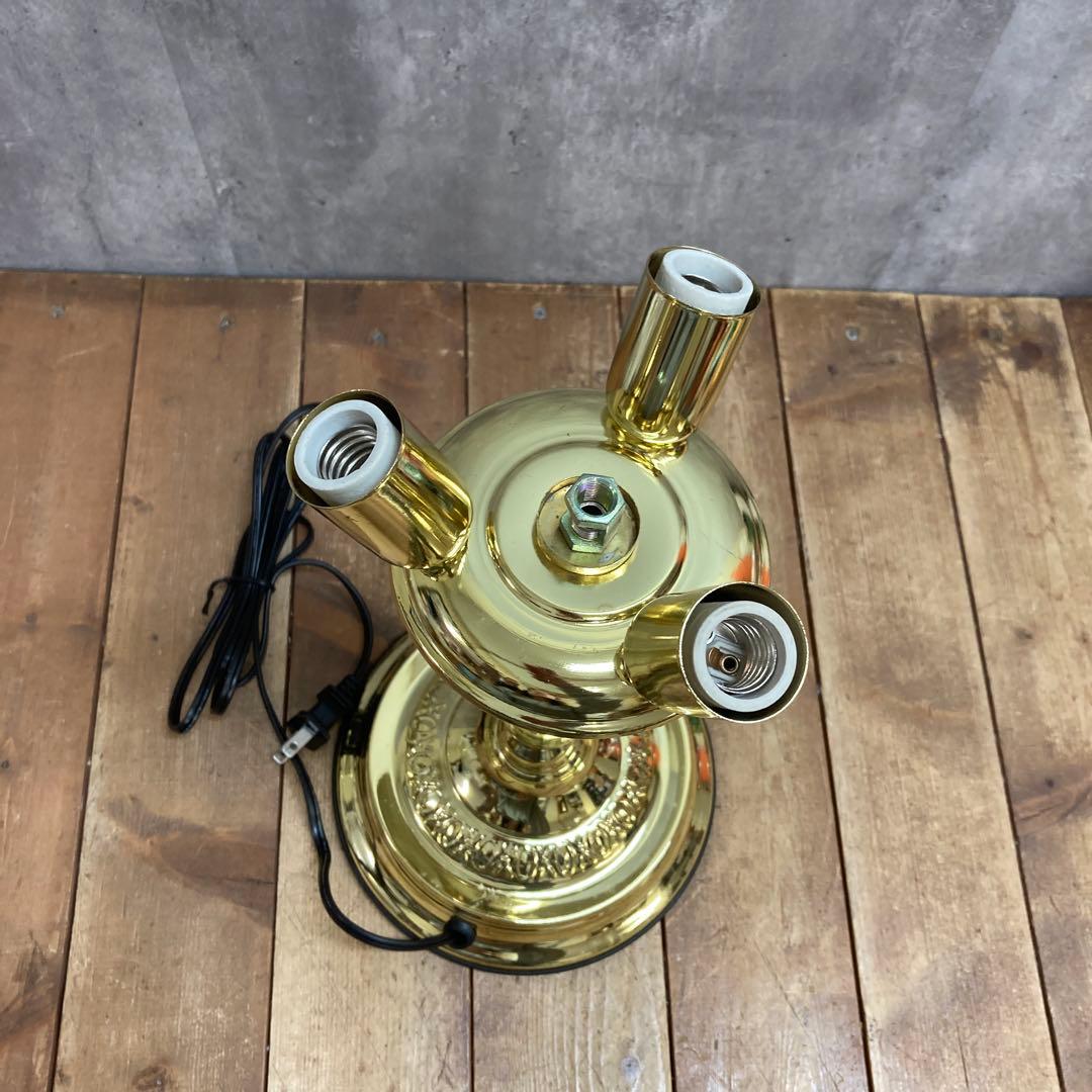 D-2 【美品】アンティーク調 タッチセンサー式 テーブルランプ ゴールド×フロ