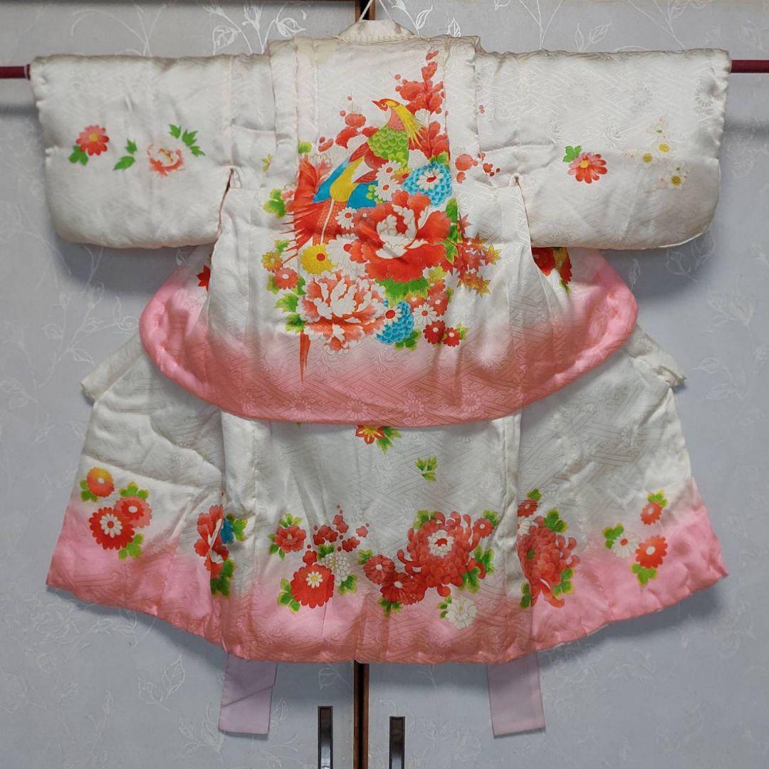 NA930アンティーク子供着物正絹被布着物2点セット着丈76センチ裄丈41センチ