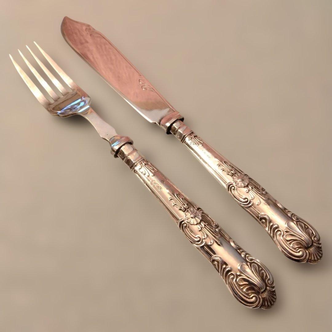 セール（8日まで）　イギリス　純銀ハンドル　フィッシュセット