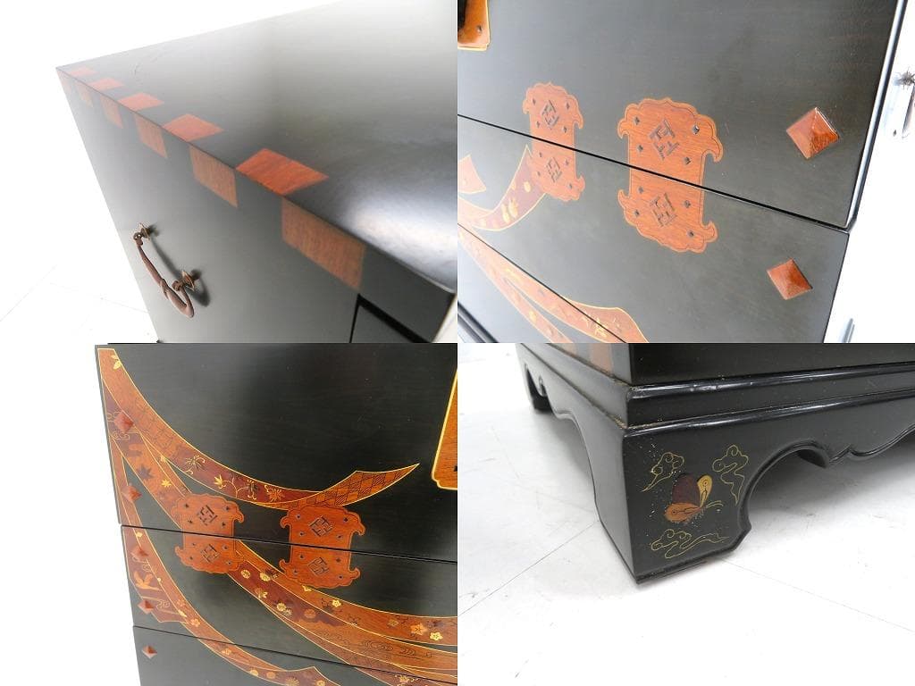 展示品　唐木細工　象嵌細工　バンダジ　李朝　チェスト　箪笥　タンス　伝統工芸