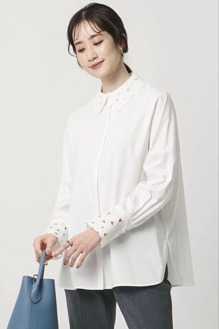 UNITED ARROWS エンブロイダリーカラーシャツ-ウォッシャブル-