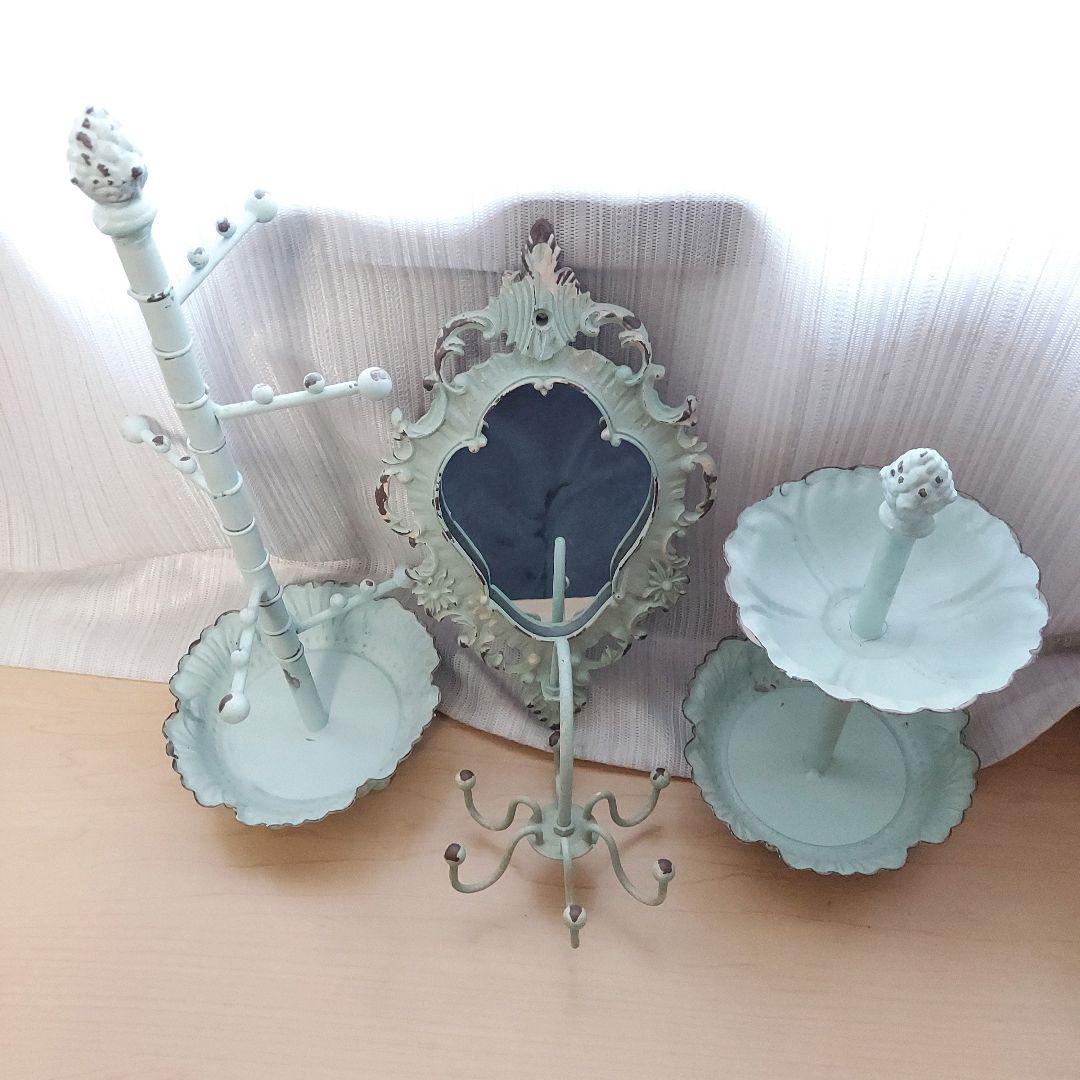 アンティーク　ミラー　ドレッサー　小物入れ　セット