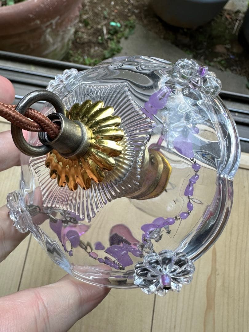 フランス アンティーク ラベンダームラーノガラスの可愛らしいミニシャンデリア＊