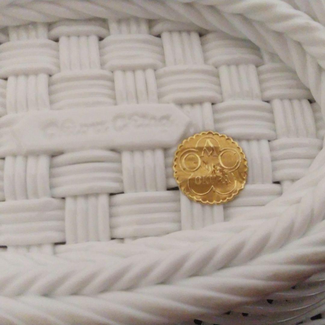 大倉陶園　陶器製　バスケット　かご　楕円　ホワイト　レア　陶磁器バスケット