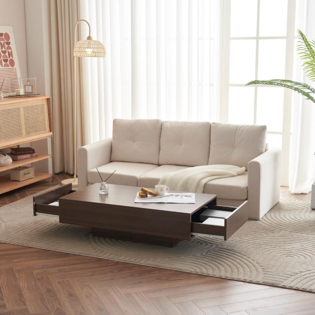 ローテーブル 収納付き テーブル センターテーブル 大容量 簡単開閉 木製