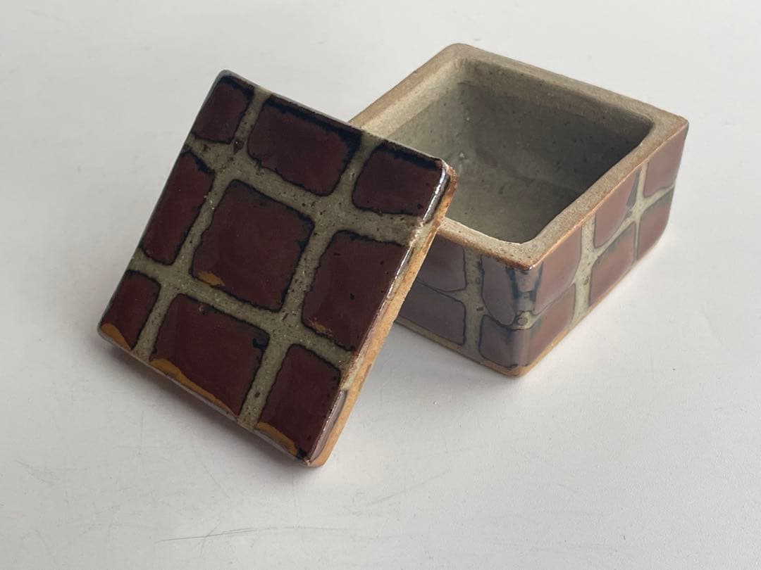 人間国宝　陶芸家　濱田庄司　浜田庄司　合子　盒子　柿釉　共箱　益子　民藝